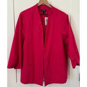 Torrid Cut Away Blazer Ruched 3/4 Sleeve Plus Size 5 5X 28 NWT Dark Pink